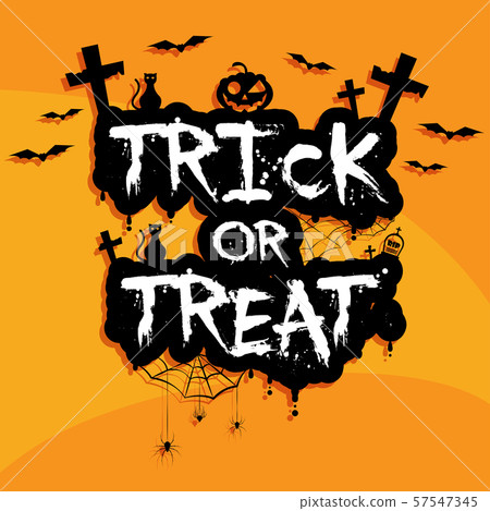 flat design Halloween background with graveyard 57547345