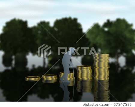 CG 3D illustration 3D silhouette Elderly elderly Elderly life funds 57547555