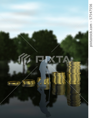 CG 3D illustration 3D silhouette Elderly elderly Elderly life funds 57547556
