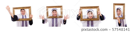Arab with picture frame on white Arab with picture frame on white 57548141