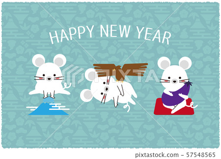 New Year's card 2020 First Dream Mouse New Year's card light blue background New Year's card 2020 First Dream Mouse New Year's card light blue background 57548565