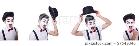 Personification of Charlie Chaplin on white Personification of Charlie Chaplin on white 57549346