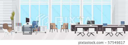 stylish workplace with computer monitor at office modern cabinet interior empty no people room with stylish workplace with computer monitor at office modern cabinet interior empty no people room with 57549817