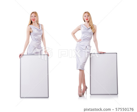 Beautiful blond in elegant dress isolated on white Beautiful blond in elegant dress isolated on white 57550176