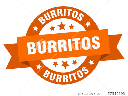 burritos ribbon. burritos round orange sign. 57550693