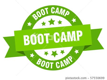 boot camp ribbon. boot camp round green sign. boot - Stock Illustration ...