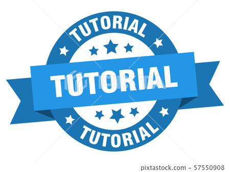 tutorial ribbon. tutorial round blue sign. 57550908