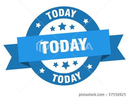 today ribbon. today round blue sign. today 57550925