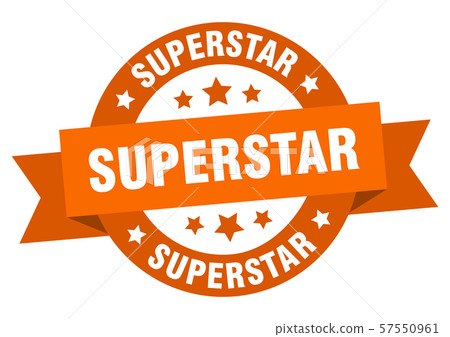 superstar ribbon. superstar round orange sign. 57550961