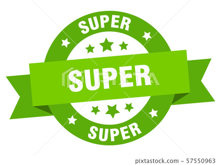 super ribbon. super round green sign. super 57550963