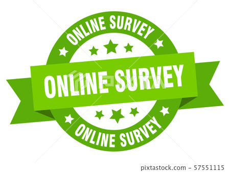 online survey ribbon. online survey round green 57551115
