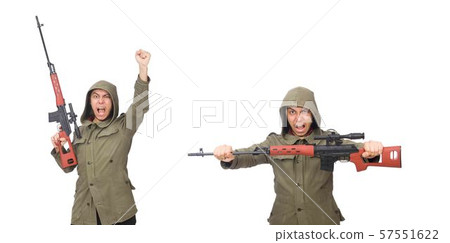 Man with a gun isolated on white 57551622