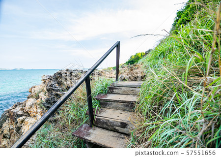 The wooden walkway beside the rock beach at Khao Laem Ya Mu Ko Samet National Park in the Gulf of Thailand off the coastline of Rayong, Thailand The wooden walkway beside the rock beach at Khao Laem Ya Mu Ko Samet National Park in the Gulf of Thailand off the coastline of Rayong, Thailand 57551656