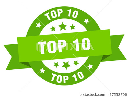 top 10 ribbon. top 10 round green sign. top 10 57552706