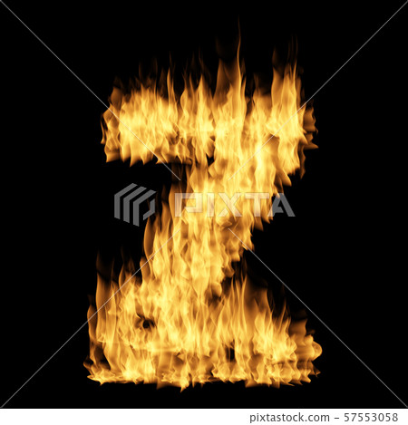 Flame letter isolated on the black background 57553058