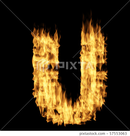 Flame letter isolated on the black background 57553063