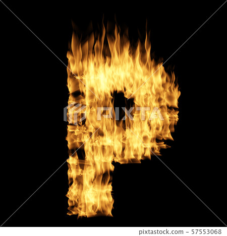Flame letter isolated on the black background 57553068