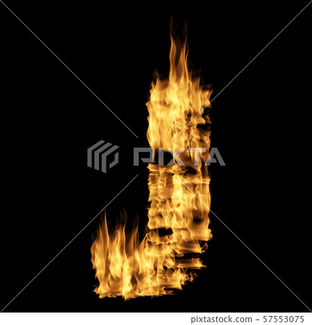 Flame letter isolated on the black background 57553075