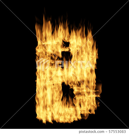 Flame letter isolated on the black background Flame letter isolated on the black background 57553083