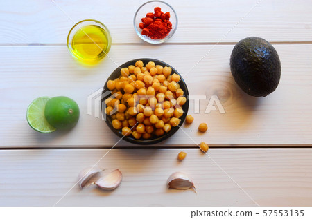 Ingredients for cooking avocado hummus 57553135