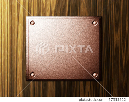 Rose gold plate on wood Rose gold plate on wood 57553222