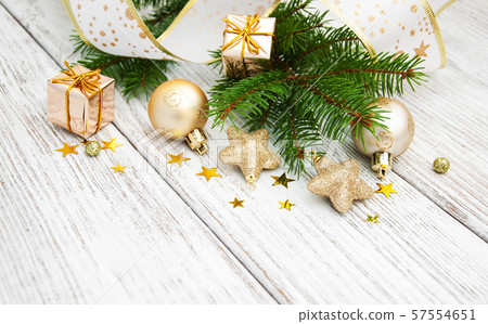 christmas fir tree with decoration 57554651