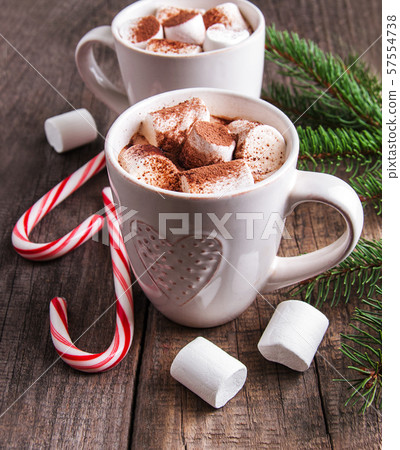Christmas cocoa with marshmallow 57554738