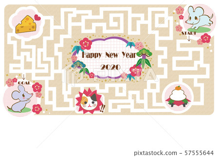 2020 New Year's card Child and mouse and maze 57555644