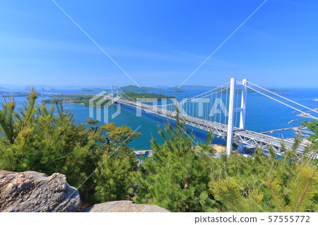Shimotsui Seto Ohashi Bridge in fresh green Shimotsui Seto Ohashi Bridge in fresh green 57555772