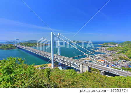 Shimotsui Seto Ohashi Bridge in fresh green Shimotsui Seto Ohashi Bridge in fresh green 57555774