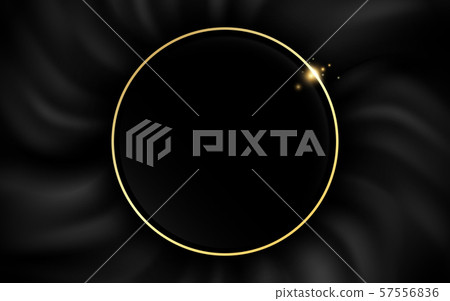 Abstract black and gold circle on black fabric texture background. Abstract luxury background 57556836