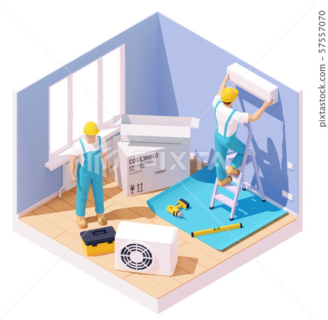 Vector isometric air conditioner installation 57557070