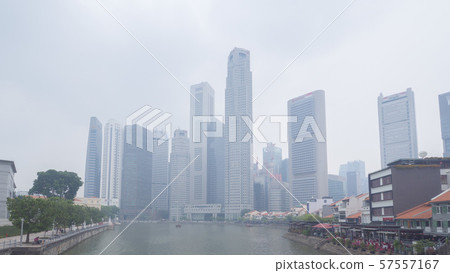 The cityscape of Singapore that is white due to air pollution The cityscape of Singapore that is white due to air pollution 57557167
