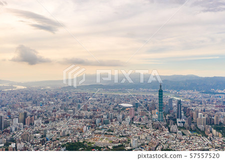 Skyline of taipei city in downtown Taipei, Taiwan. 57557520