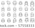 Young woman face ② (line drawing) 57558333