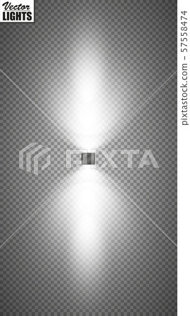 Vector spotlight. Light effect. Bright lighting with spotlights. The searchlight is white. 57558474