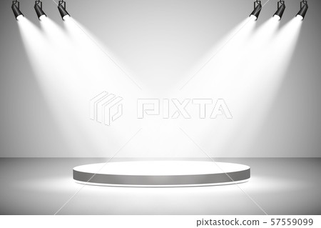 White round podium. Pedestal. Scene. Vector illustration. White round podium. Pedestal. Scene. Vector illustration. 57559099
