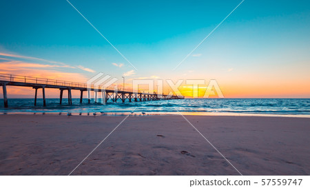 Port Noarlunga jetty and beach at sunset Port Noarlunga jetty and beach at sunset 57559747