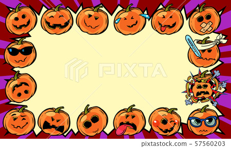 Emotional Halloween pumpkin holiday frame background 57560203