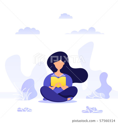 Creative illustration of young girl sitting legs - Stock Illustration ...