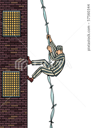 A prisoner escapes from prison. Jailbreak. The descent from the heights of related sheets 57560344