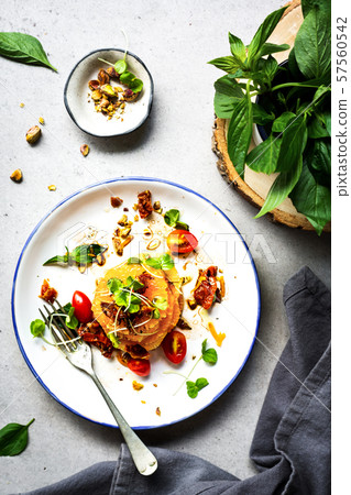 Orange with Rosella sprout,Sun dried tomato salad 57560542