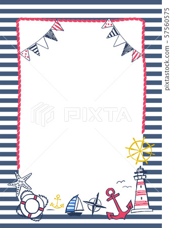 Hand-drawn marine frame, portrait 57560575