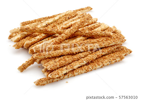 Sesame stick crackers isolated on white Sesame stick crackers isolated on white 57563010