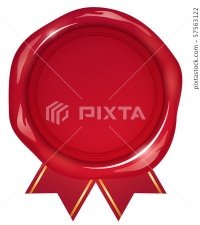 Sealing wax illustration_sealing stamp_red_ribbon_red 57563122
