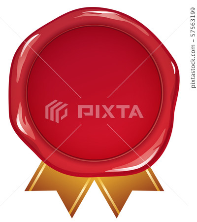 Sealing wax illustration_sealing stamp_red_ribbon_gold 57563199