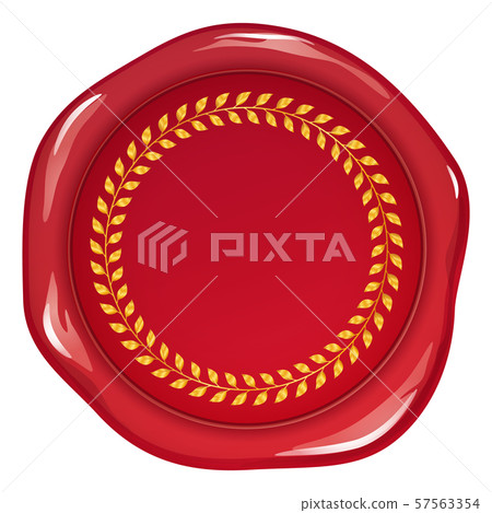 Sealing wax illustration_sealing stamp_red_laurel frame 57563354