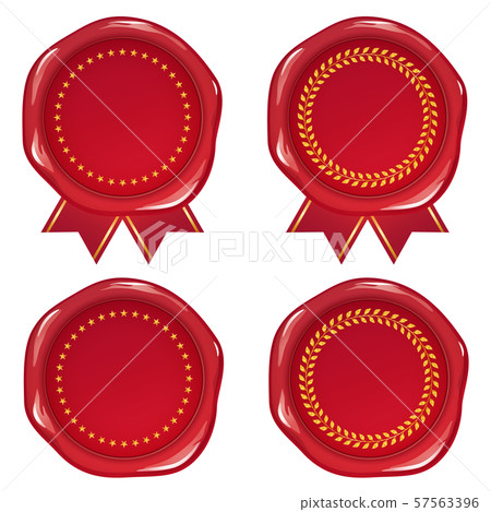Sealing wax illustration_Sealing stamp_Red_Laurel and star frame 57563396