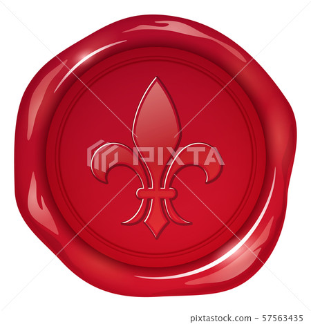 Sealing wax illustration_sealing stamp_red_lily pattern 57563435