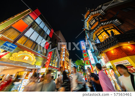 橫濱都市風景在日本橫濱唐人街 57563461